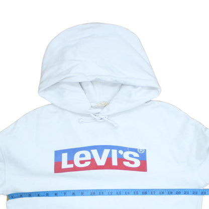 Levi's Men's White Logo Pullover Hoodie XS Fleece Sweatshirt