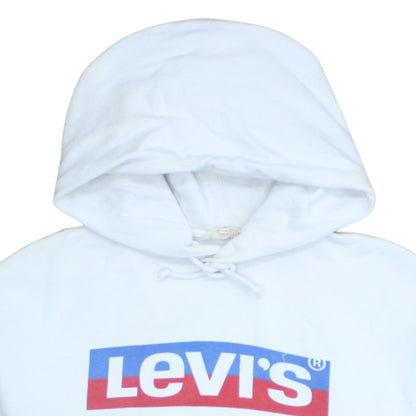 Levi's Men's White Logo Pullover Hoodie XS Fleece Sweatshirt