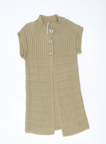 Stradivarius Women’s Beige Knit Short Sleeve Cardigan M