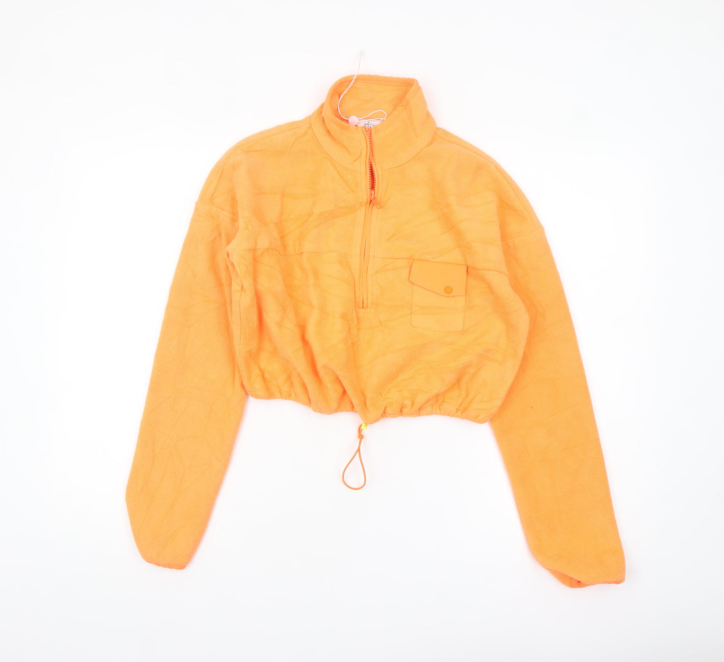 Oh Polly Womens Orange Fleece 1/4 Zip Pullover Hoodie UK 6