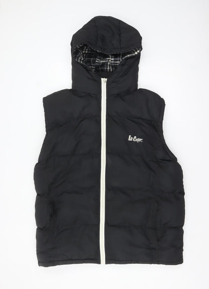 Lee Cooper Men's Black 2XL Hooded Puffer Waistcoat
