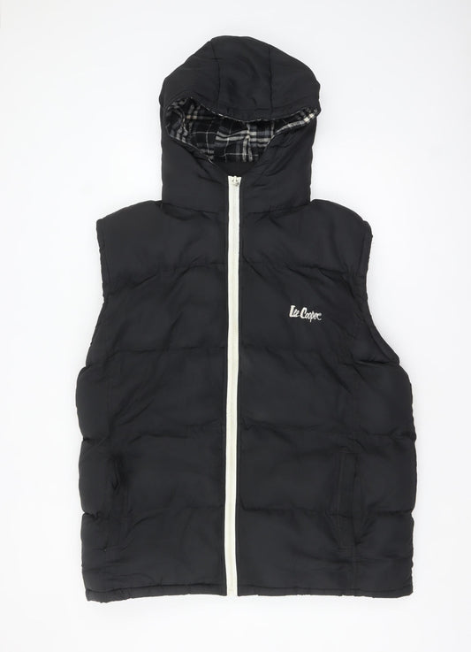 Lee Cooper Men's Black 2XL Hooded Puffer Waistcoat
