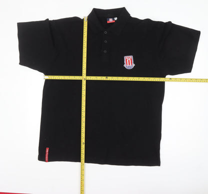 Stoke City Mens Black 2XL Cotton Polo Shirt Football Top
