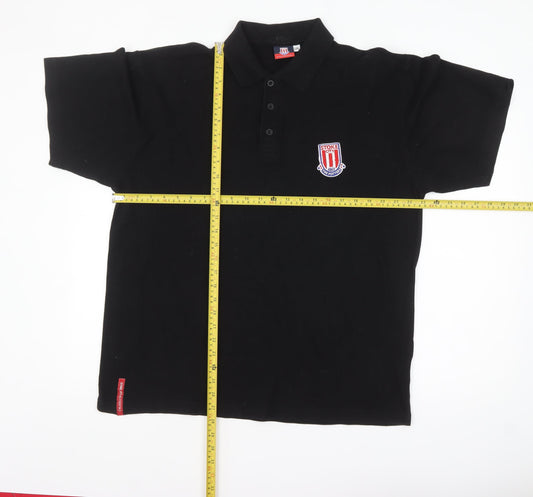 Stoke City Mens Black 2XL Cotton Polo Shirt Football Top