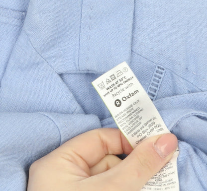 Marks and Spencer Women Blue Linen Blend 3/4 Sleeve Blazer UK 16