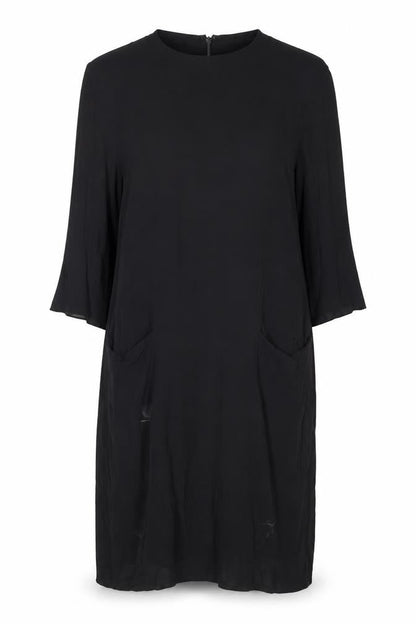 & Other Stories Women Black Viscose Shift Dress Size 8 Knee Length