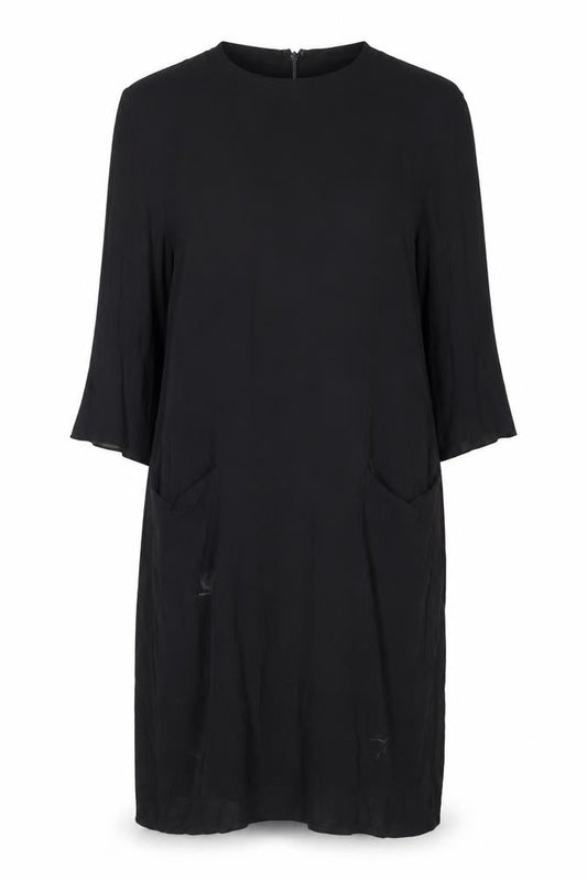 & Other Stories Women Black Viscose Shift Dress Size 8 Knee Length