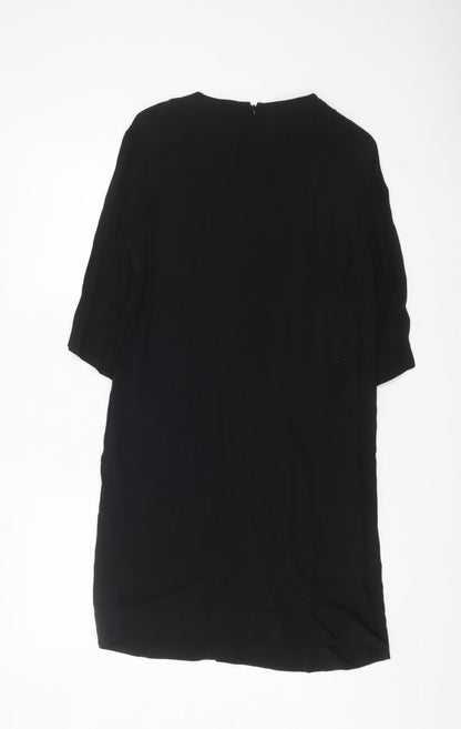 & Other Stories Women Black Viscose Shift Dress Size 8 Knee Length