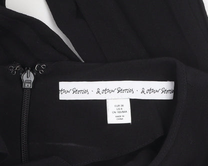 & Other Stories Women Black Viscose Shift Dress Size 8 Knee Length