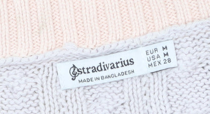Stradivarius Womens Multicoloured Cotton Knit Sleeveless V-Neck Vest Size 12