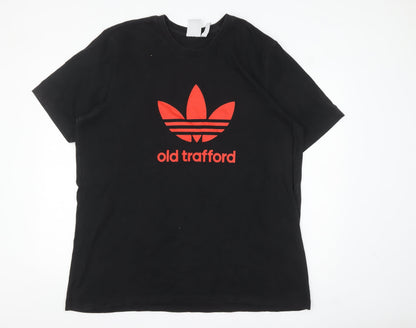 Adidas Mens Black Old Trafford 2XL Cotton Graphic T-Shirt