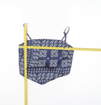 Stradivarius Women's Blue Paisley Camisole Tank Top M