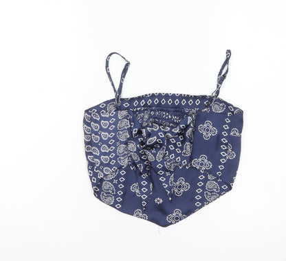 Stradivarius Women's Blue Paisley Camisole Tank Top M
