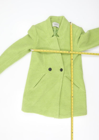 Stradivarius Womens Green Wool Blend Mid-Length Coat Size S