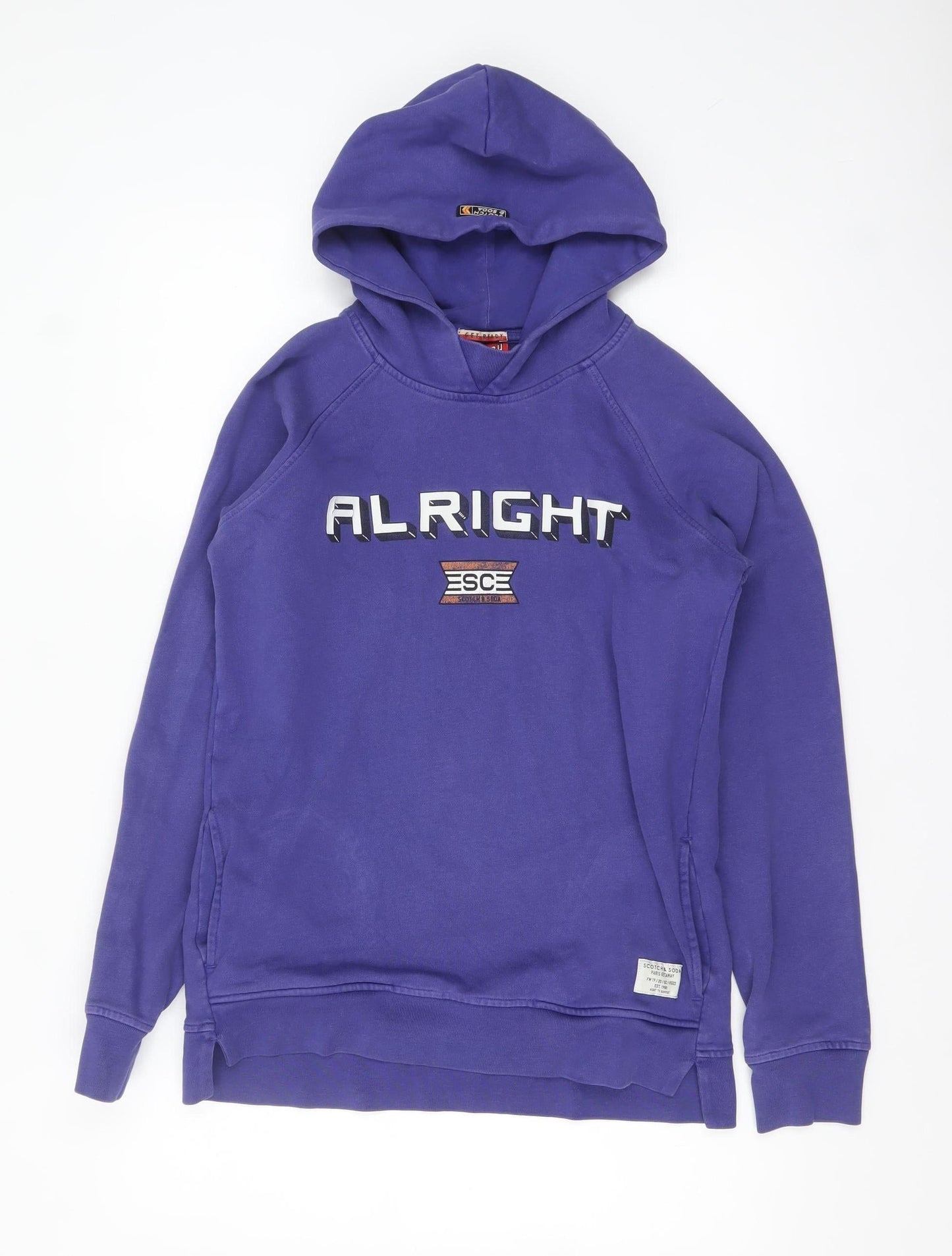 Scotch & Soda Women Purple Pullover Hoodie Size 14 Cotton Blend Casual