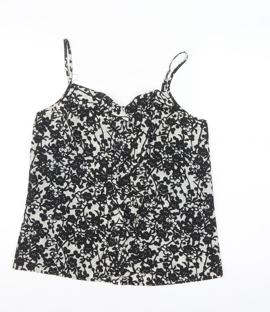 Oasis Women Black Floral Camisole Top Size 10 - Sleeveless Polyester