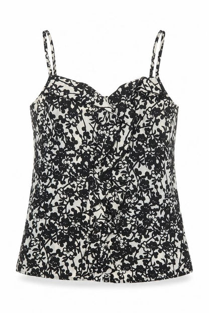 Oasis Women Black Floral Camisole Top Size 10 - Sleeveless Polyester