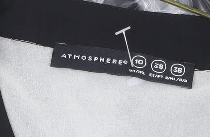 Atmosphere Women Black & White Bow Neck Chiffon Blouse UK 10