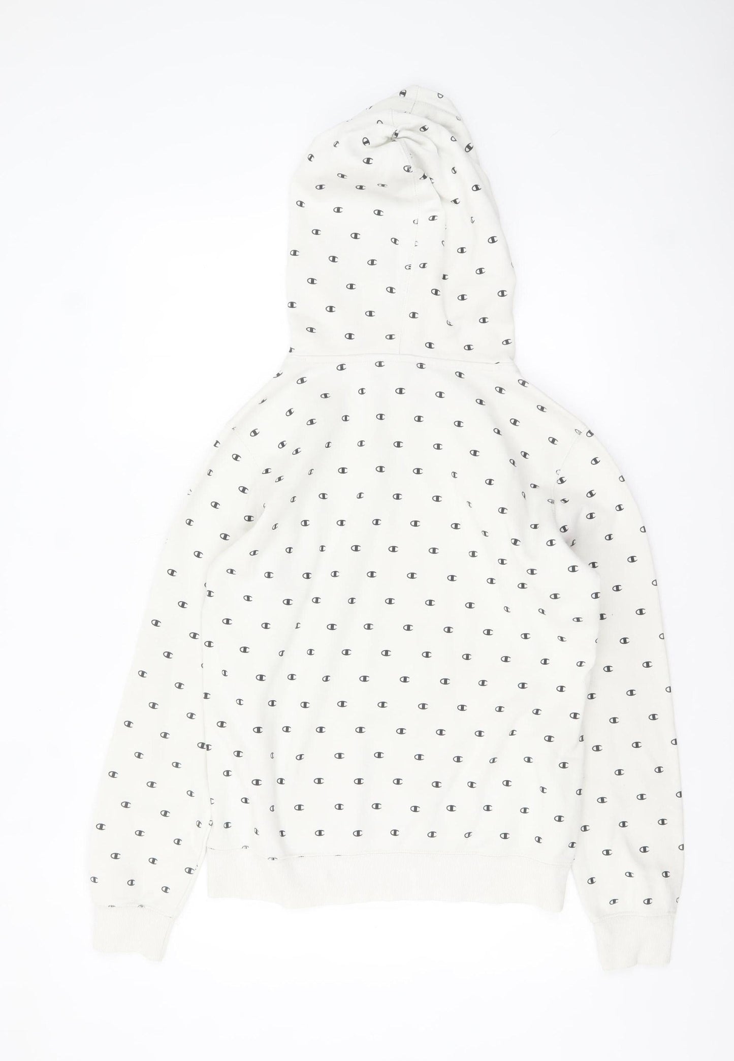 Champion Women White Logo Print Pullover Hoodie Size L