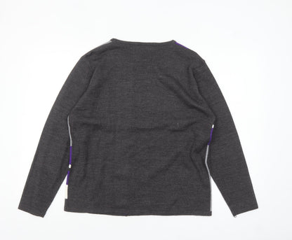 Autonomy Women's Grey Purple Geometric Button Cardigan M
