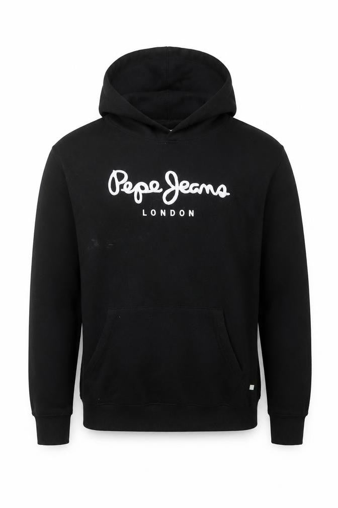 Pepe Jeans Men Black XL Pullover Hoodie with Logo Print