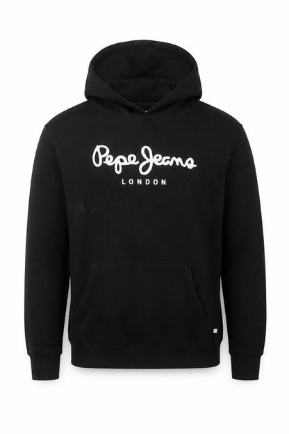 Pepe Jeans Men Black XL Pullover Hoodie with Logo Print
