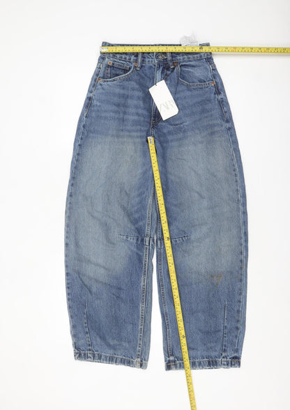 ZARA Womens Blue Wide-Leg High Rise Denim Jeans Size 4
