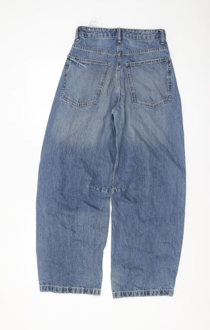 ZARA Womens Blue Wide-Leg High Rise Denim Jeans Size 4