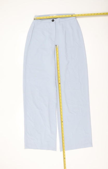 Bershka Womens Blue Wide-Leg Trousers Size 10 Regular Fit