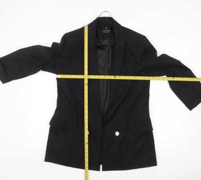 Stradivarius Women Black XL Double-Breasted Blazer Jacket