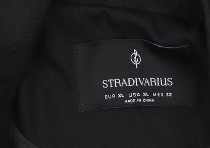 Stradivarius Women Black XL Double-Breasted Blazer Jacket