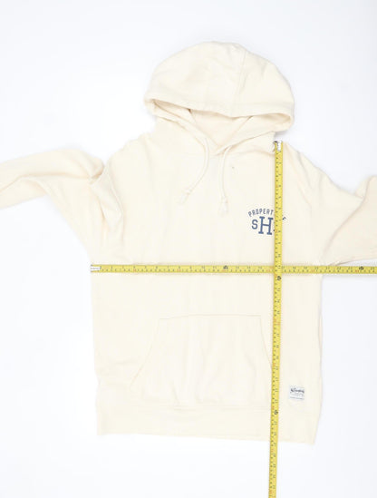 The Stronghold Men's Ivory Pullover Hoodie M Logo Fleece Sweatshirt