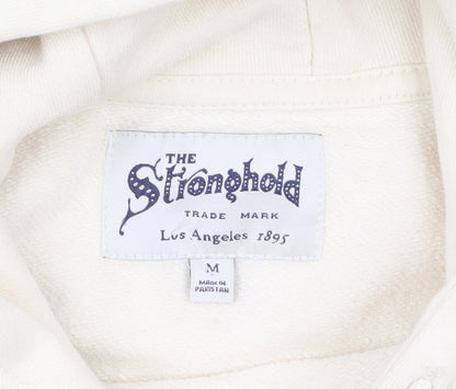 The Stronghold Men's Ivory Pullover Hoodie M Logo Fleece Sweatshirt