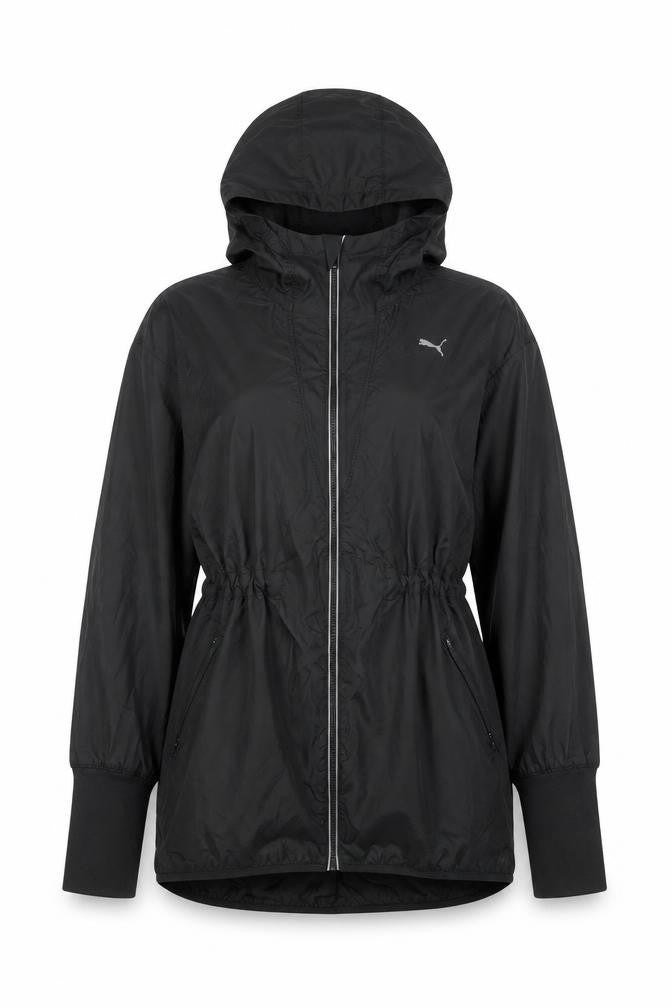 Puma Women Black Windbreaker Hooded Jacket Size 10