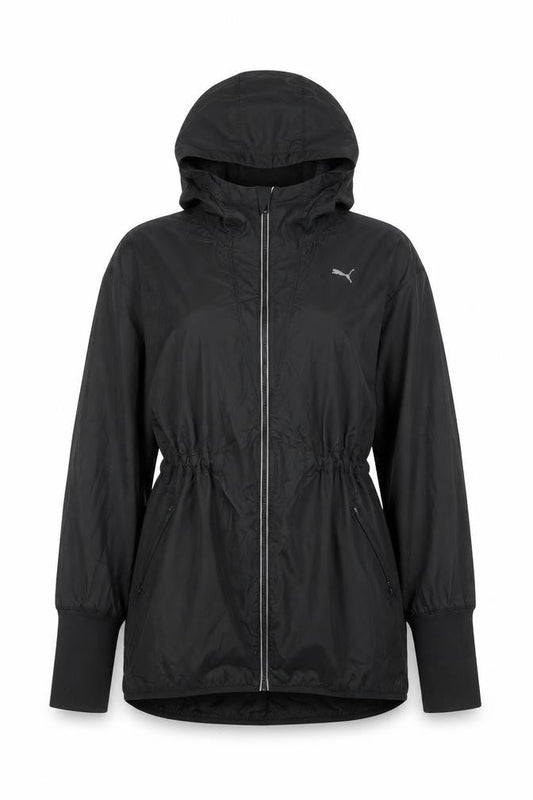 Puma Women Black Windbreaker Hooded Jacket Size 10