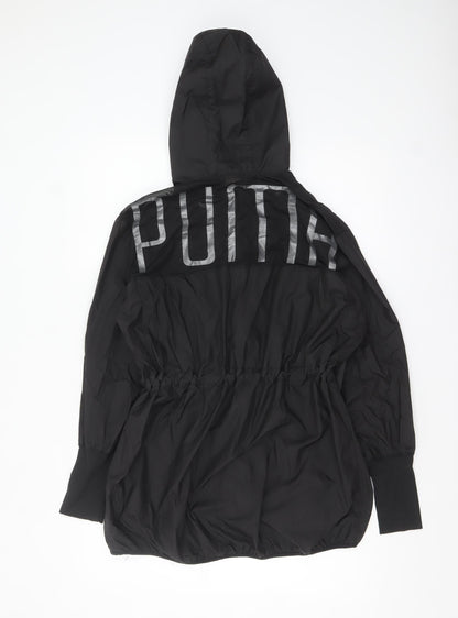 Puma Women Black Windbreaker Hooded Jacket Size 10