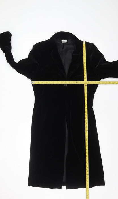 Select Womens Black Size 12 Velvet Long Coat Jacket