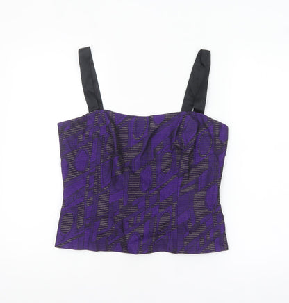 Michel Ambers Womens Purple Geometric Camisole Top Size 12