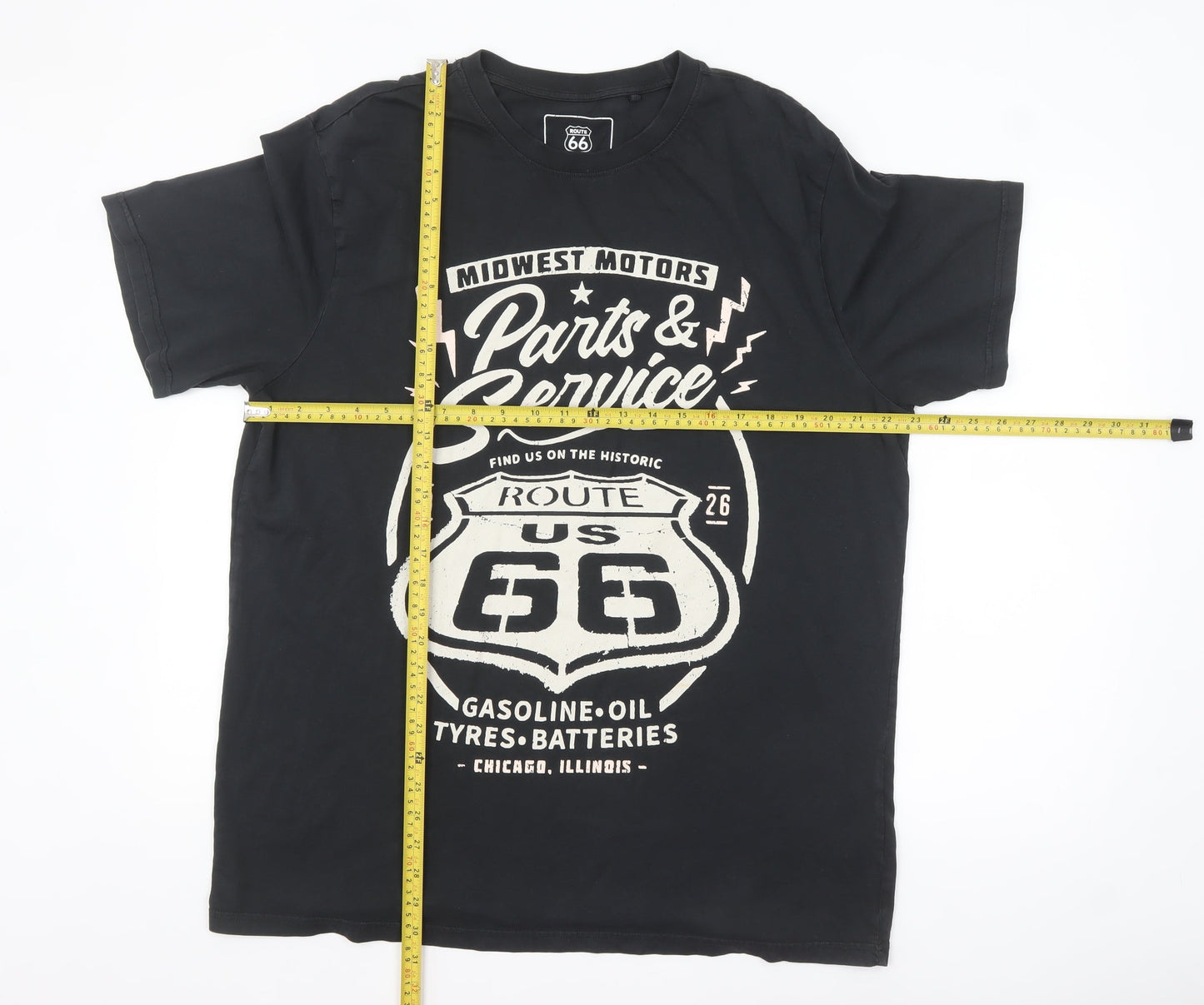 Route 66 Men’s Black XL Retro Graphic Cotton T-Shirt