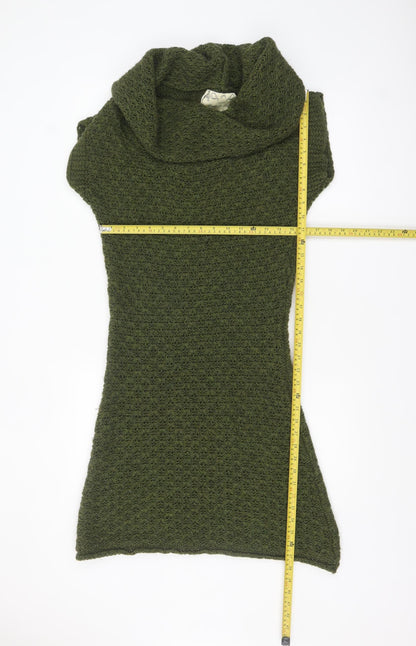 Next Women's Green Knit Cowl Neck Jumper Dress UK 10