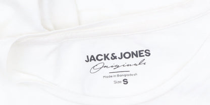 Jack & Jones Originals Men's White Graphic Skull Print Cotton T-Shirt Size S