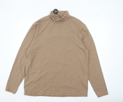 River Island Men’s Brown Roll Neck Long Sleeve Top Size 2XL