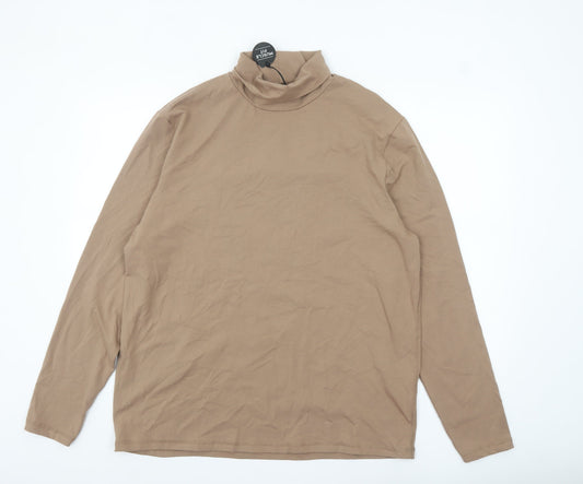 River Island Men’s Brown Roll Neck Long Sleeve Top Size 2XL