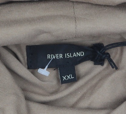 River Island Men’s Brown Roll Neck Long Sleeve Top Size 2XL