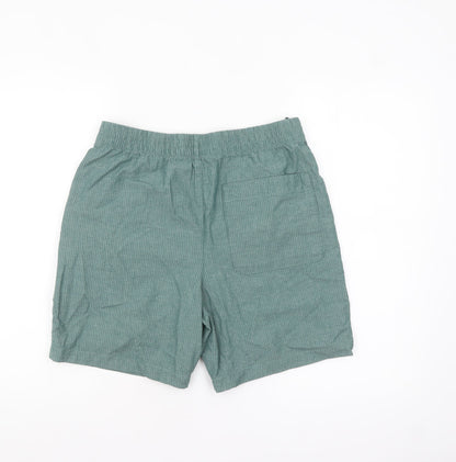 Marks and Spencer Men's Green Small Chino Shorts with Elastic Waist