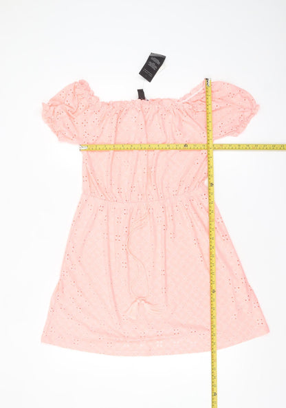 New Look Women's Pink Off Shoulder Knee Length Dress Size 12