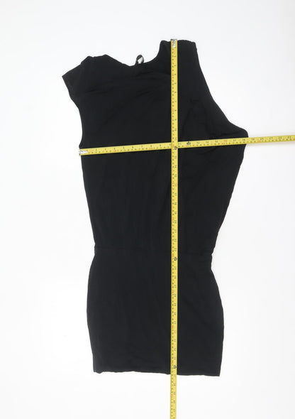 AllSaints Women's Black Cupro Bodycon One-Shoulder Dress UK 4
