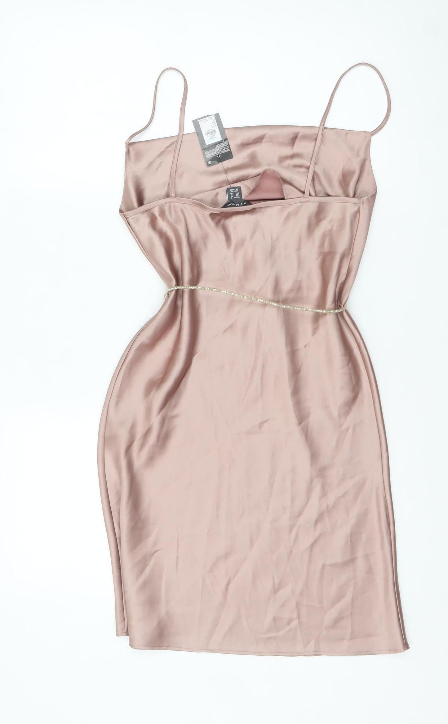 Primark Women Pink Satin Slip Dress Size 8 Party Cocktail