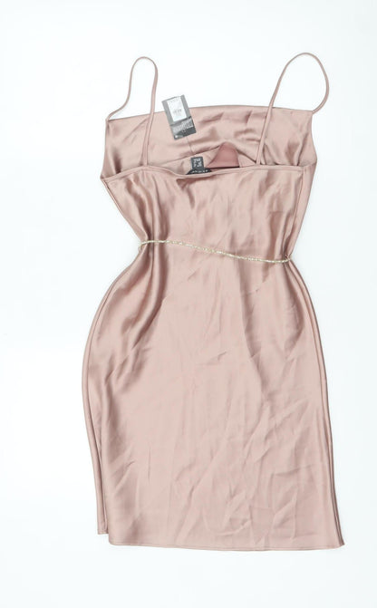 Primark Women Pink Satin Slip Dress Size 8 Party Cocktail