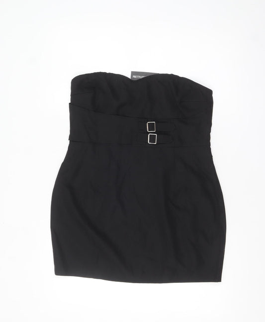 PrettyLittleThing Women’s Black Strapless Bodycon Mini Dress Size 12
